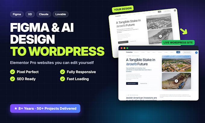 convert figma to wordpress, ai or claude design to wordpress elementor website