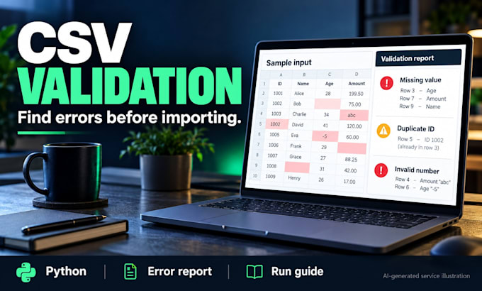 build a python CSV validator with a row level error report