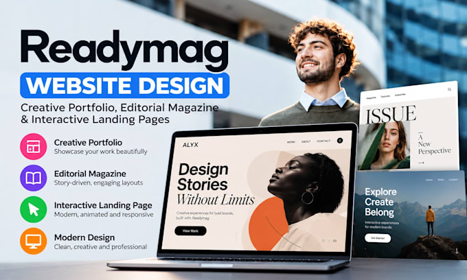 do readymag website design for creative portfolio and landing page