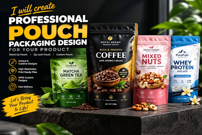 create professional pouch packaging design for your product