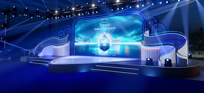 design 3d event stage, concert stage with realistic rendering