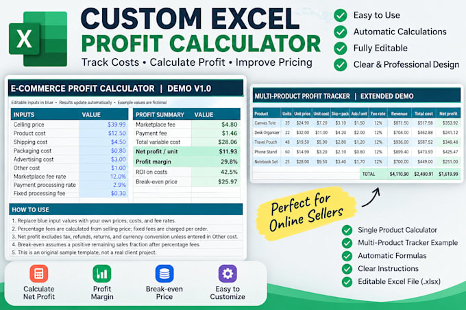 create a custom excel profit and pricing calculator