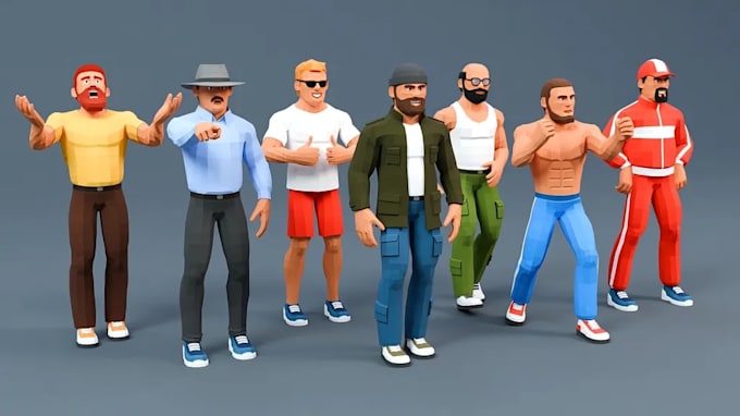model stylized low poly 3d character, rigged and game ready