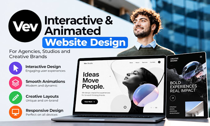 vev website design for interactive and animated creative sites