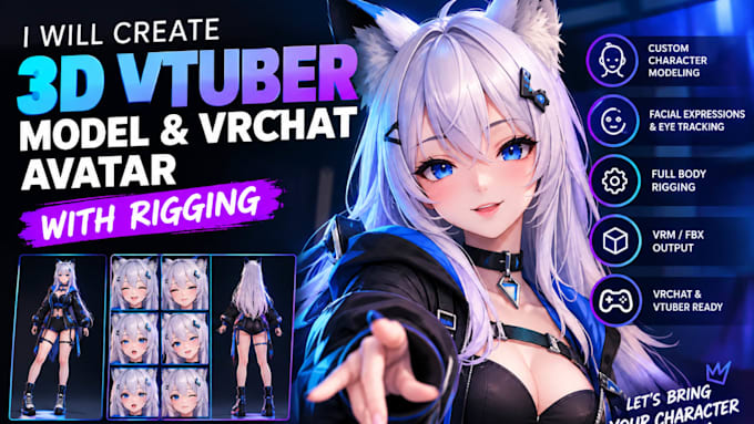 create a 3d vtuber model and vrchat avater with rigging