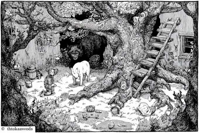 draw ink and pencil illustration for you