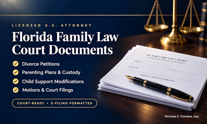 prepare florida child support modification documents, US attorney
