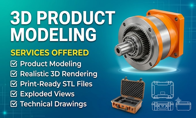 do 3d product modeling and realistic 3d rendering for 3d printing design