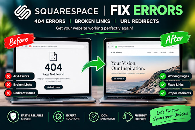 fix squarespace errors 404 errors checkout errors broken links and URL redirect