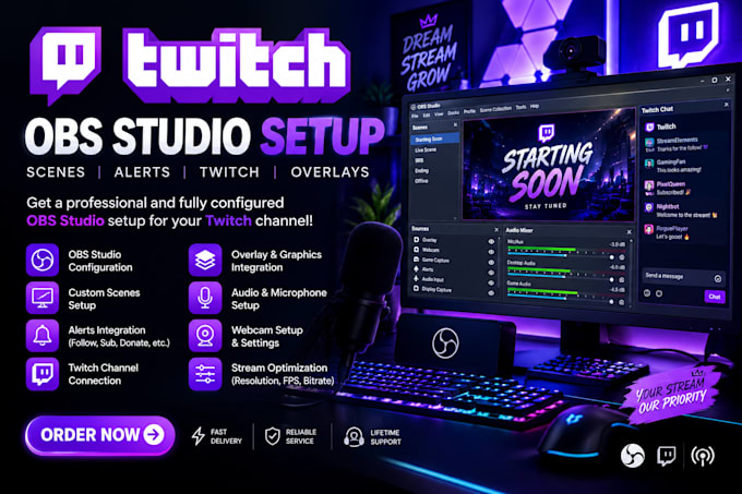 setup obs studio for scenes alerts with twitch and overlays