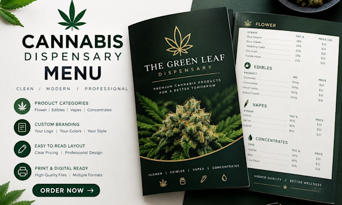 design a professional cannabis dispensary menu