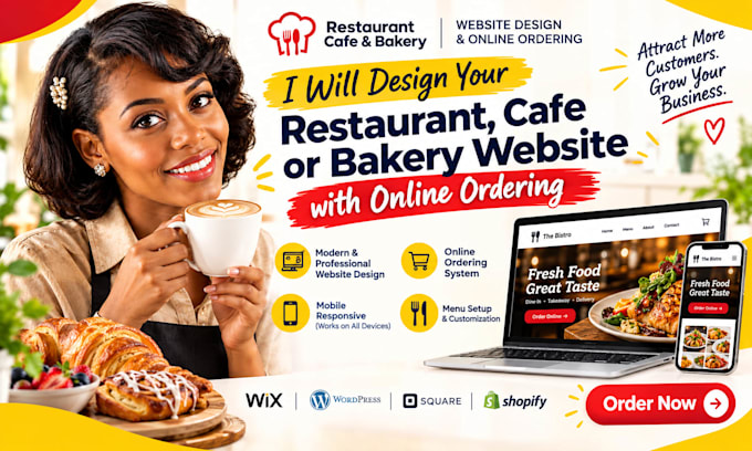design a restaurant, cafe, or bakery website with
