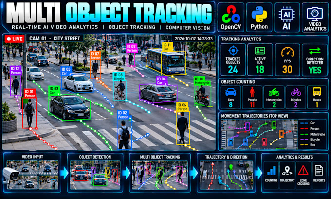 build ai object tracking, multi object tracking and video analytics