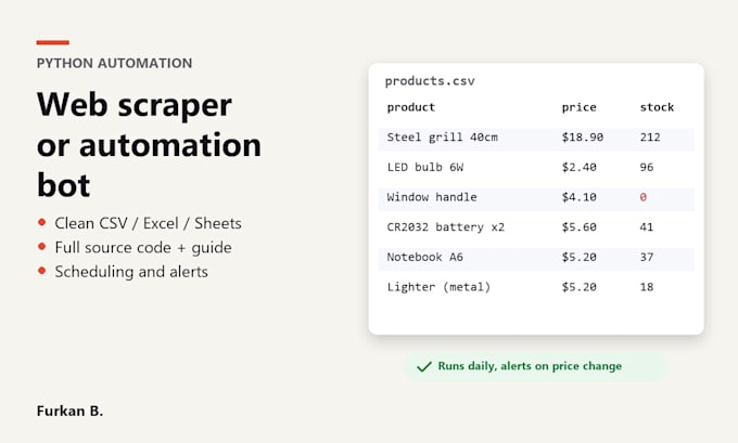 build a python web scraper or automation bot