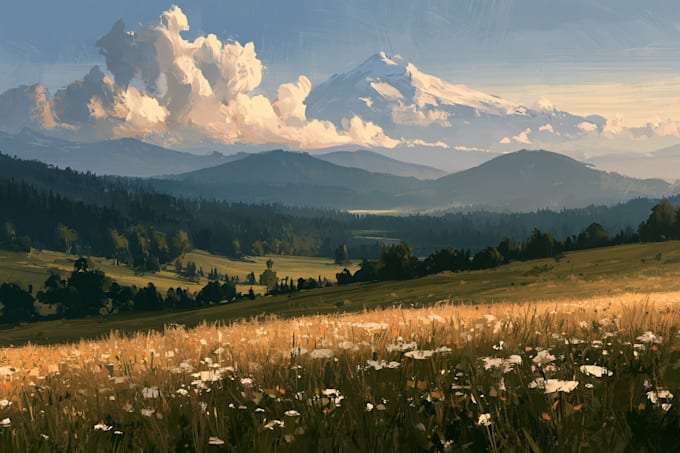 draw illustrate beautiful flat landscape illustration art