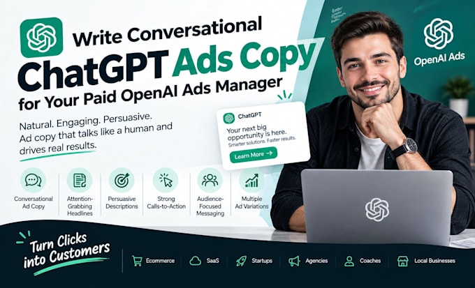 write conversational chatgpt ads copy for paid openai ads manager