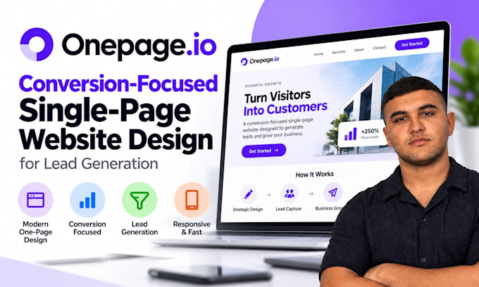 design onepage io website for lead generation business