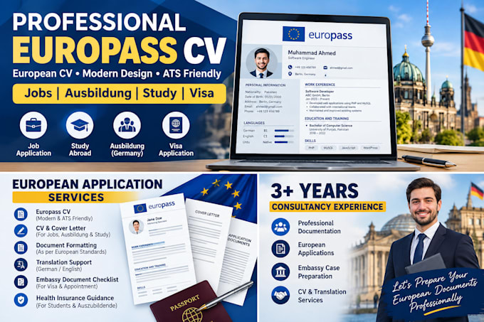 prepare europass CV and complete visa application documents