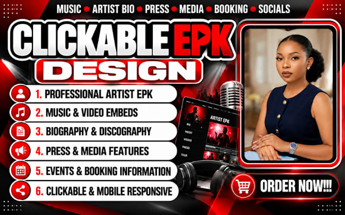 design a clickable epk electronic press kit for musicians and artists