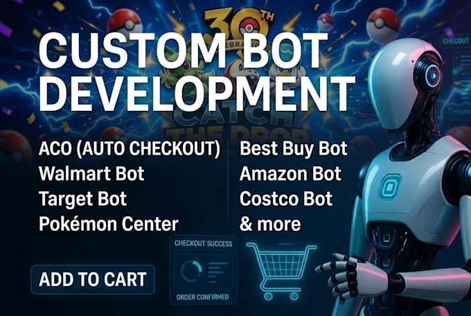 make pokemon bot, auto purchase bot, target bot, auto checkout bot shopify bot