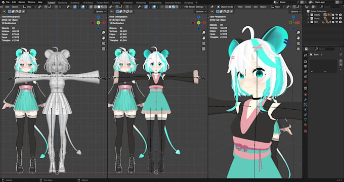 create 3d charcter models, vrchat avatar, vroid model, rigging vrm avatar, anime