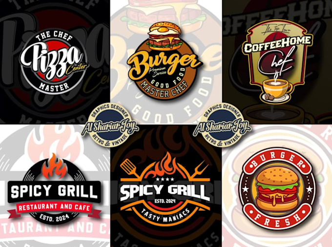 do unique food coffee, bbq and restaurant logo design