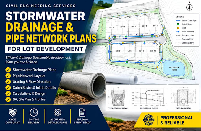 prepare stormwater drainage and pipe network plans for lot development