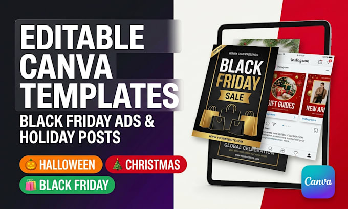 design editable canva templates for black friday ad creative and holiday posts