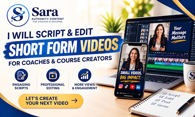 script and edit short form videos for coaches and course creators