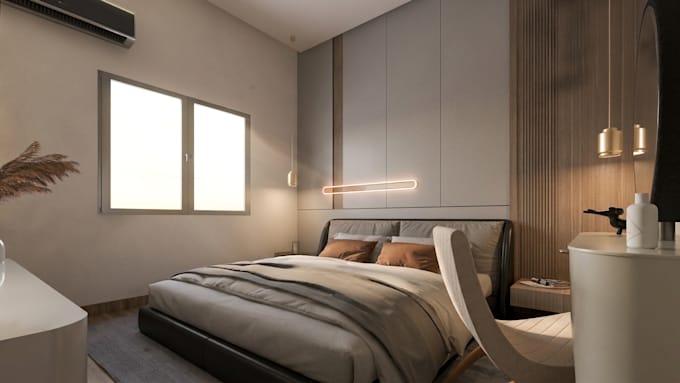 design your bedroom interior with realistic 3d renders