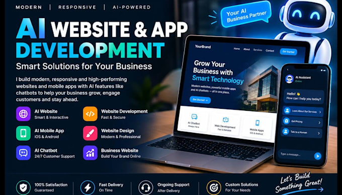 build ai website, business website, chatbot or mobile app, website design