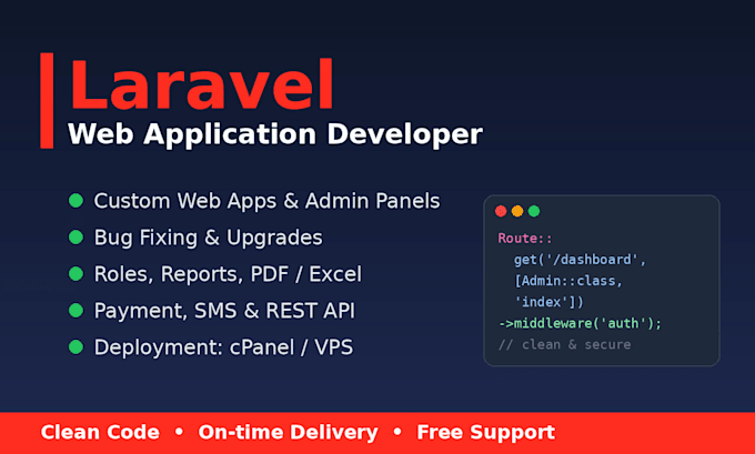develop a custom laravel web application or fix laravel bugs