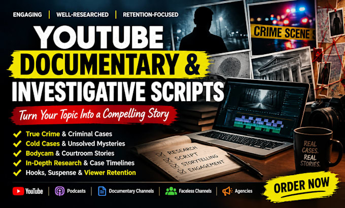 write engaging youtube documentary and investigative scripts