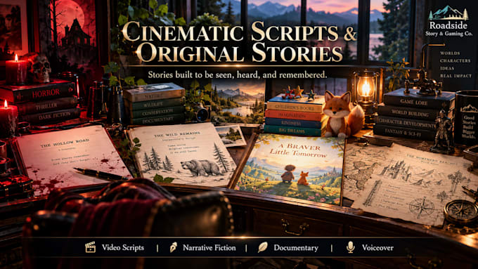 write you cinematic scripts, stories, and narrative content