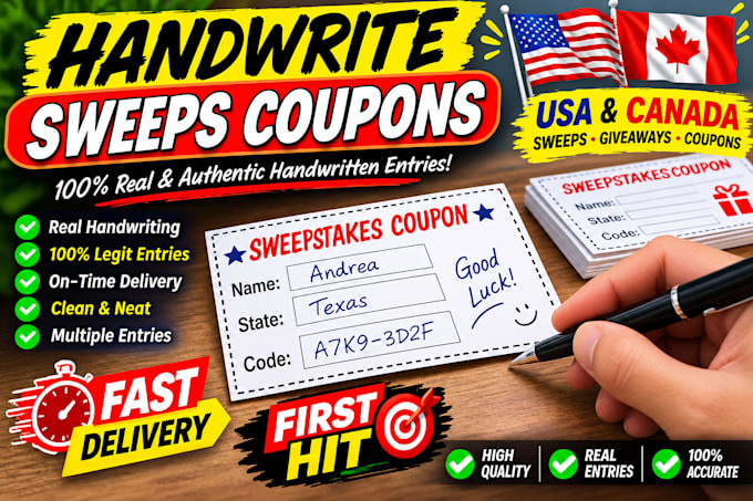 provide you customize handwrite sweeps coupons codes