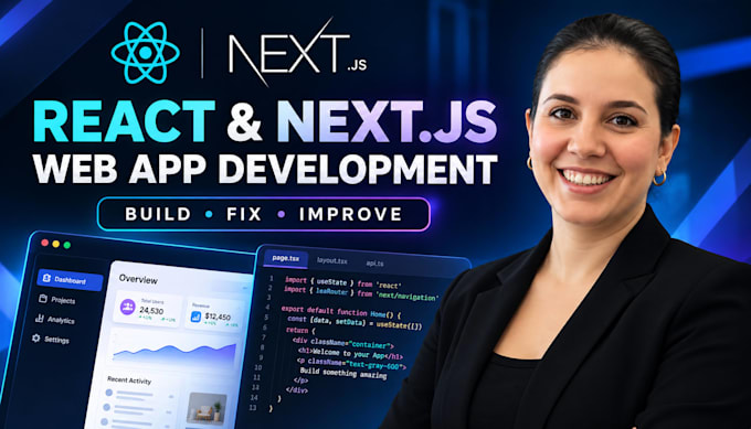 develop or fix your react or nextjs web application