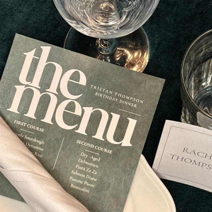 design custom wedding, dinner, and event menus