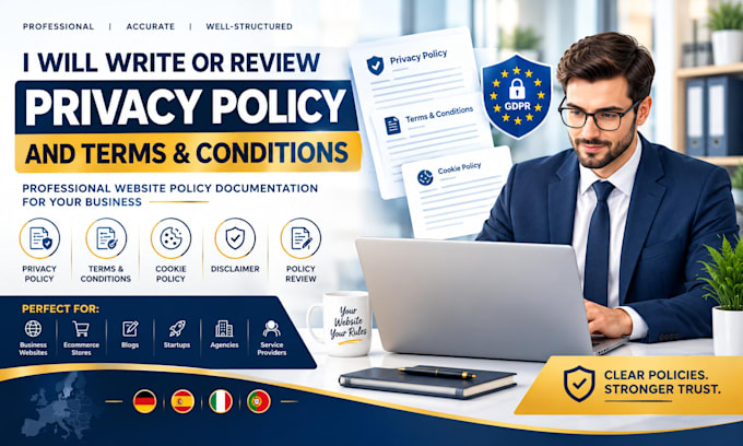 write gdpr privacy policy and terms and conditions