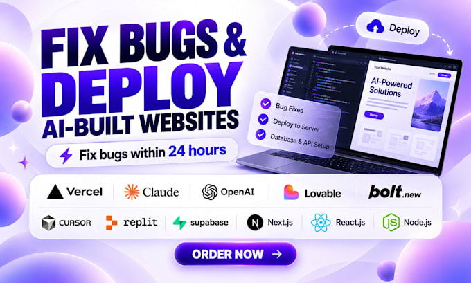 fix bugs and deploy your ai built website on vercel or netlify