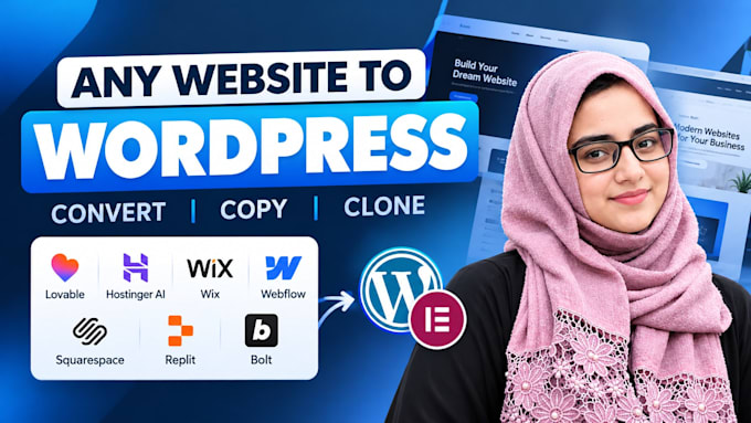 copy clone convert hostinger ai, wix, durable, replit, or lovable to wordpress