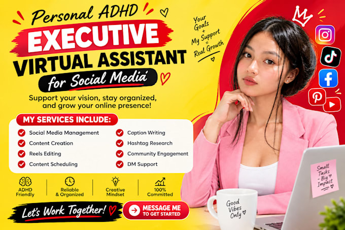 post schedule VA personal adhd executive virtual assistant for social media VA