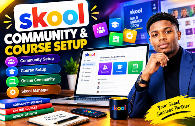 skool community setup skool course setup skool online community skool manager