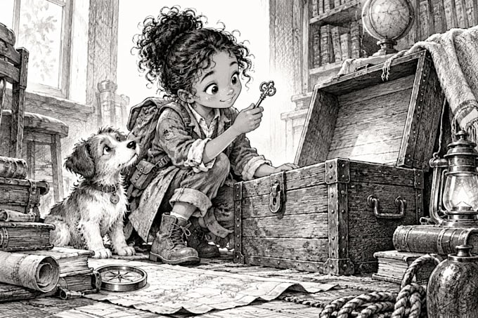 create black and white spot illustrations for childrens chapter books