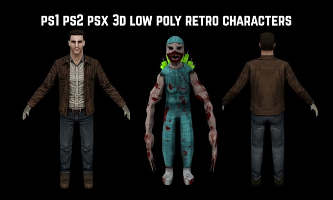create ps1 ps2 psx n64 retro low poly 3d character model rig animation