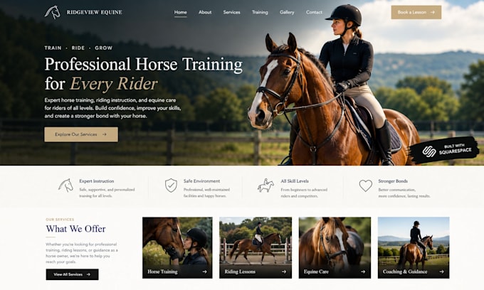 build squarespace horse trainer equine trainer riding instructor website