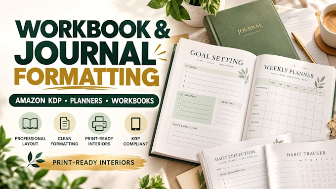 format your workbook journal or planner for amazon KDP