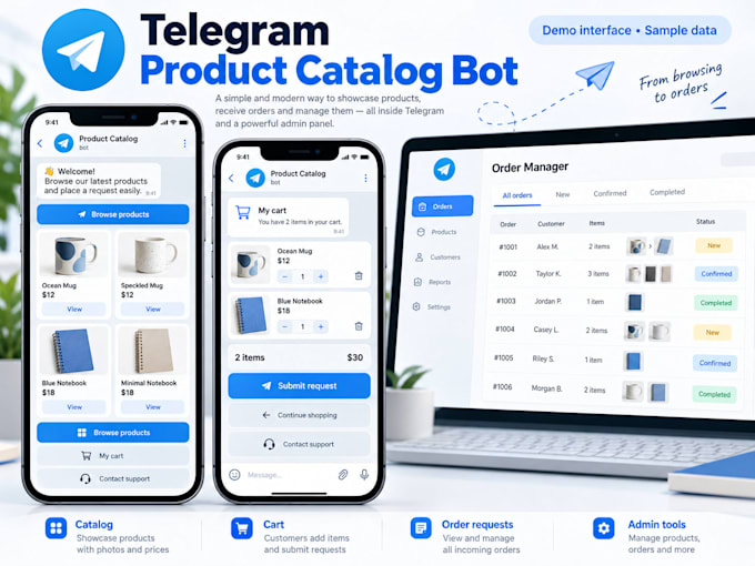 build a telegram product catalog and order request bot