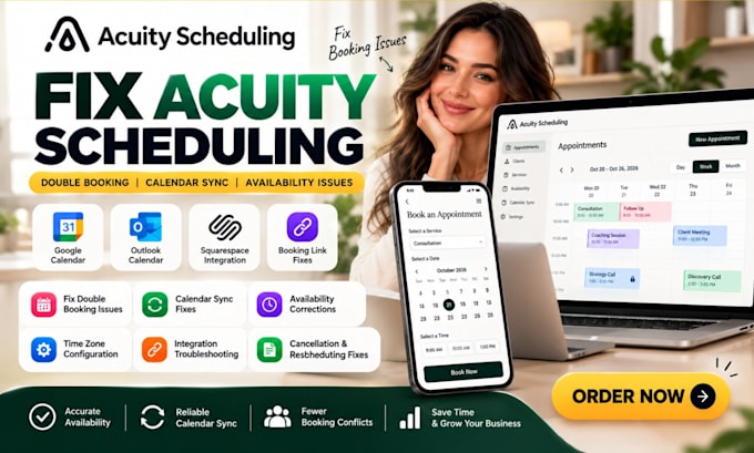 fix acuity scheduling double booking, calendar sync and availability issues