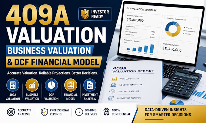 do 409a valuation, business valuation and dcf financial model