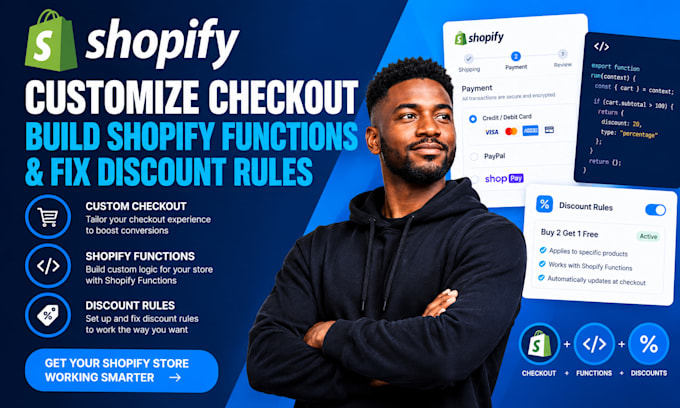 customize shopify checkout, build shopify functions and fix discount rules